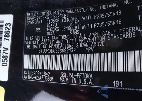 2014 Toyota Sienna Xle from USA, damaged, VIN 5TDDK3DC5ES092132